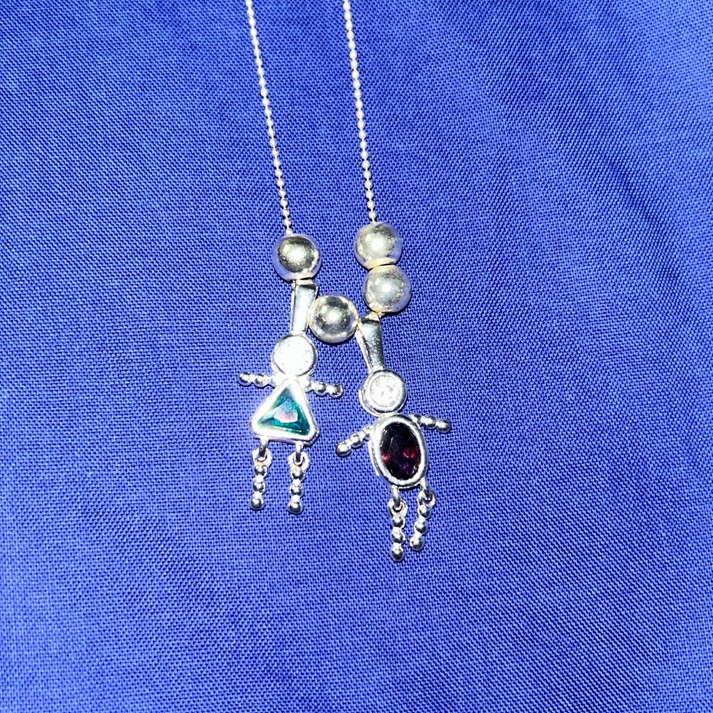 Silver birthstone necklace